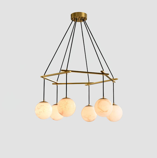 Miira Alabaster Chandelier - Elegant Design, Adjustable Height, LED Co