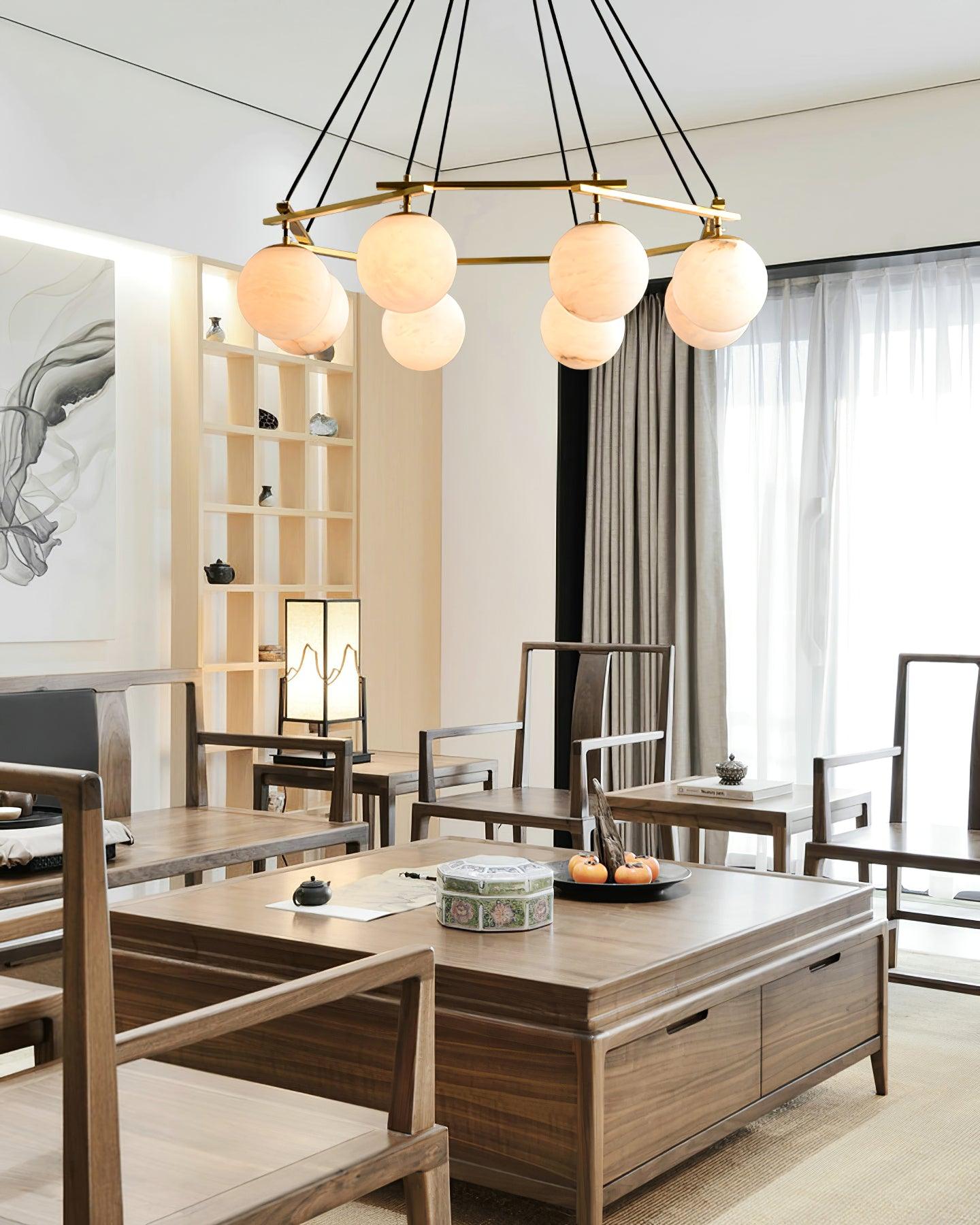 Miira Alabaster Chandelier - Elegant Design, Adjustable Height, LED Co