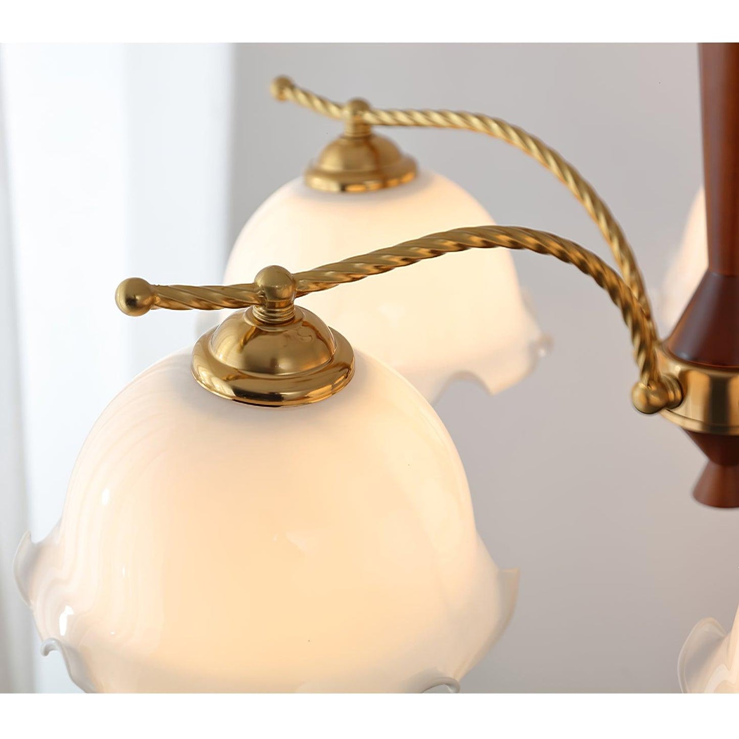 Elegant Milky Flower Chandelier - Adjustable Height, Soft Glow Lightin