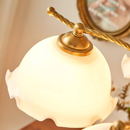 Elegant Milky Flower Chandelier - Adjustable Height, Soft Glow Lightin