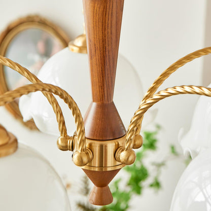 Elegant Milky Flower Chandelier - Adjustable Height, Soft Glow Lightin
