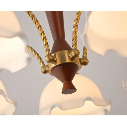 Elegant Milky Flower Chandelier - Adjustable Height, Soft Glow Lightin