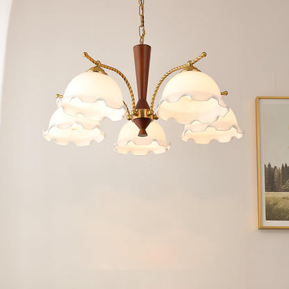 Elegant Milky Flower Chandelier - Adjustable Height, Soft Glow Lightin