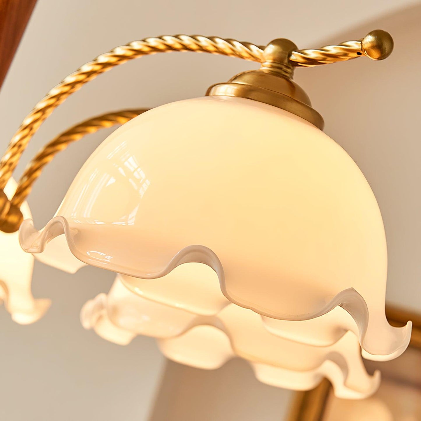 Elegant Milky Flower Chandelier - Adjustable Height, Soft Glow Lightin