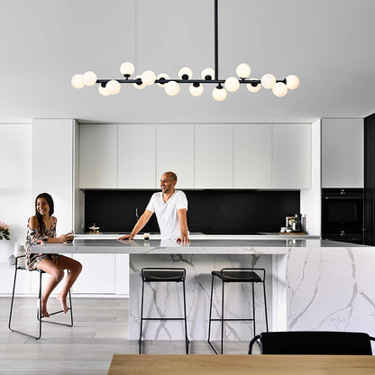 Modern Linear Balls Chandelier - Adjustable Height, LED Compatible