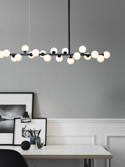 Modern Linear Balls Chandelier - Adjustable Height, LED Compatible