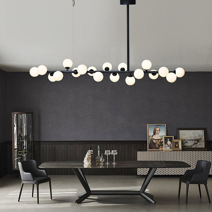 Modern Linear Balls Chandelier - Adjustable Height, LED Compatible