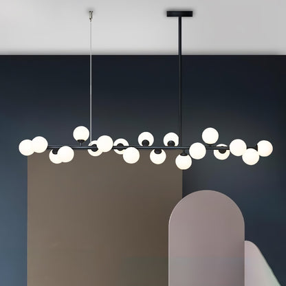 Modern Linear Balls Chandelier - Adjustable Height, LED Compatible