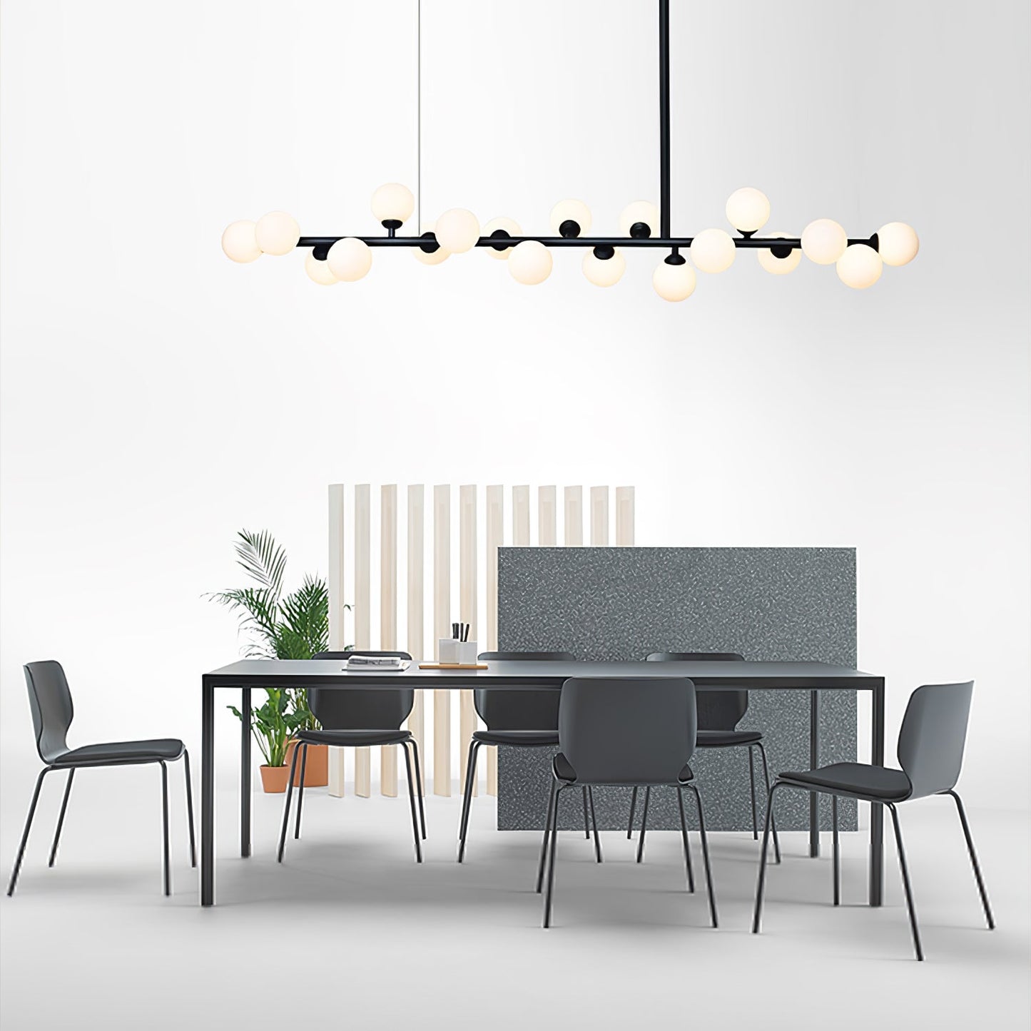 Modern Linear Balls Chandelier - Adjustable Height, LED Compatible