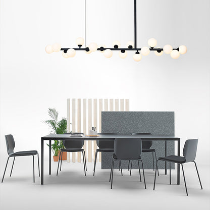 Modern Linear Balls Chandelier - Adjustable Height, LED Compatible