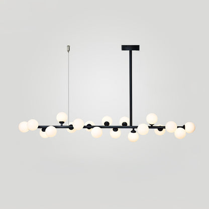 Modern Linear Balls Chandelier - Adjustable Height, LED Compatible