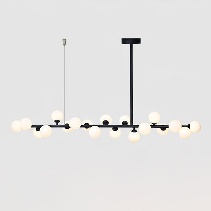 Modern Linear Balls Chandelier - Adjustable Height, LED Compatible