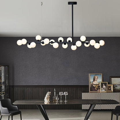 Modern Linear Balls Chandelier - Adjustable Height, LED Compatible