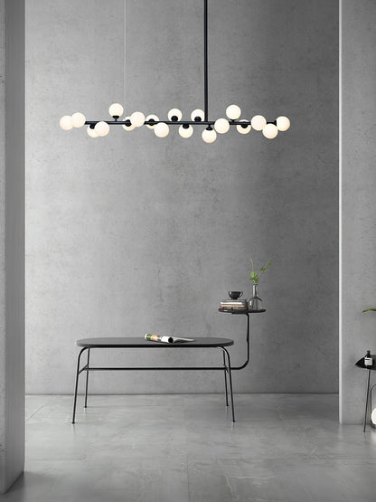 Modern Linear Balls Chandelier - Adjustable Height, LED Compatible