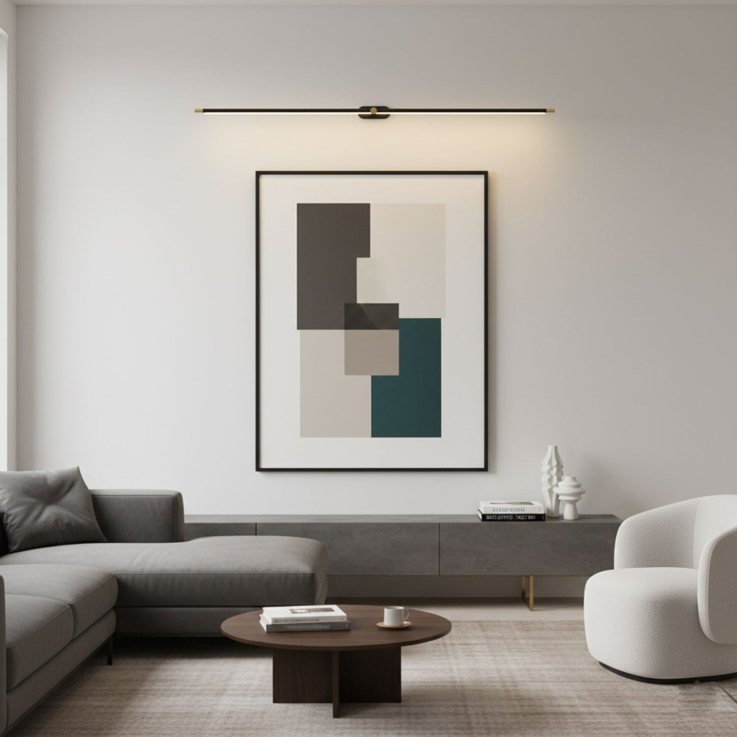 Sleek Linear Wall Lamp - Dimmable LED, Adjustable Brightness
