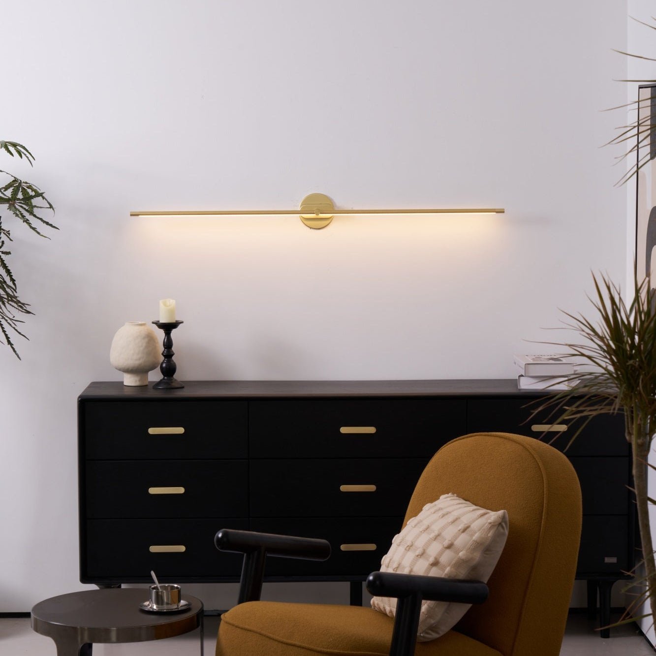 Sleek Linear Wall Lamp - Dimmable LED, Adjustable Brightness