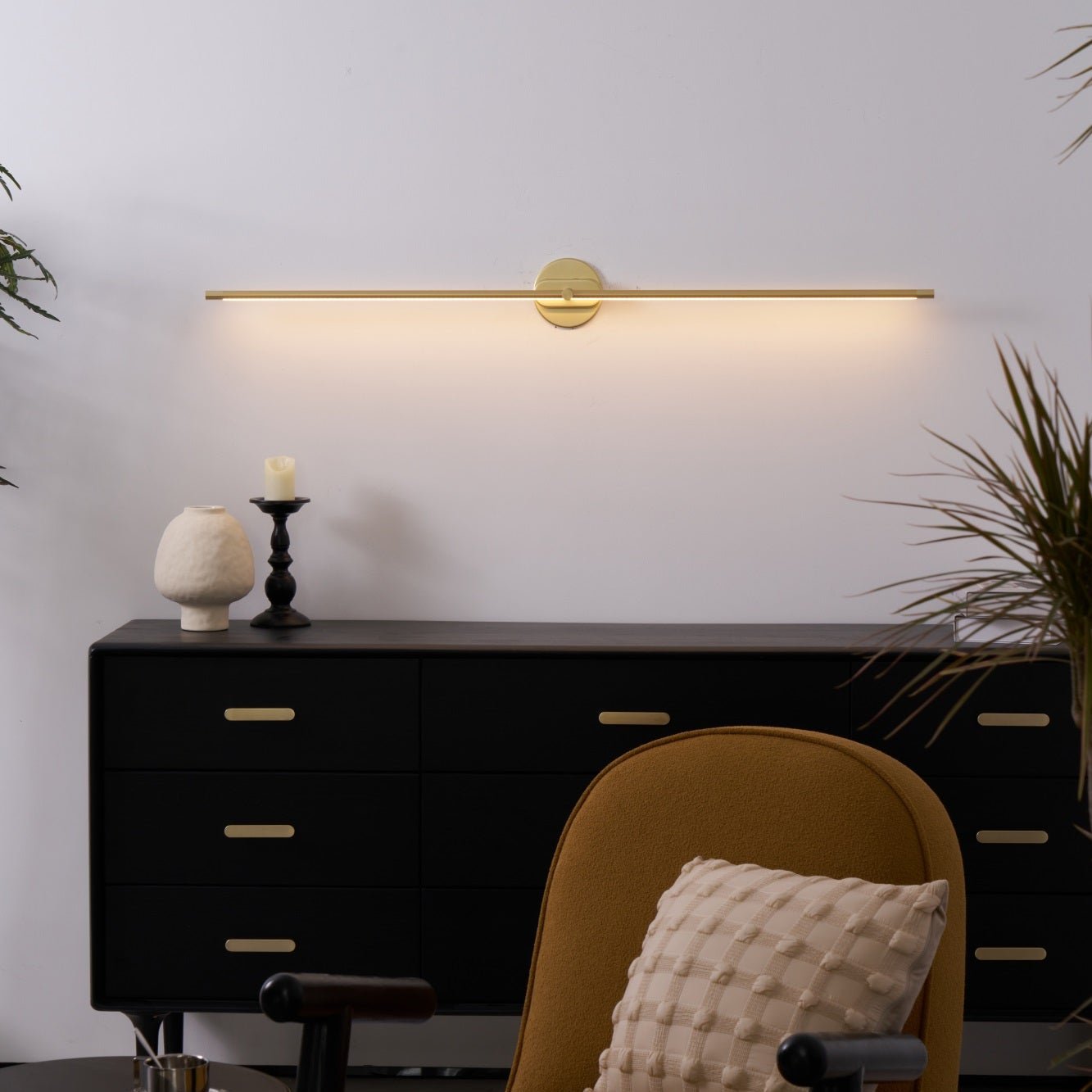 Sleek Linear Wall Lamp - Dimmable LED, Adjustable Brightness