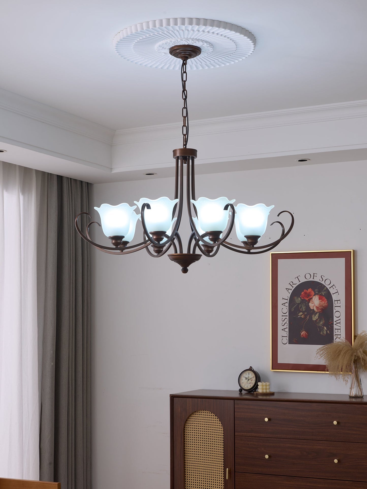 Mireille Floral Chandelier - Elegant Design with Adjustable Height & L