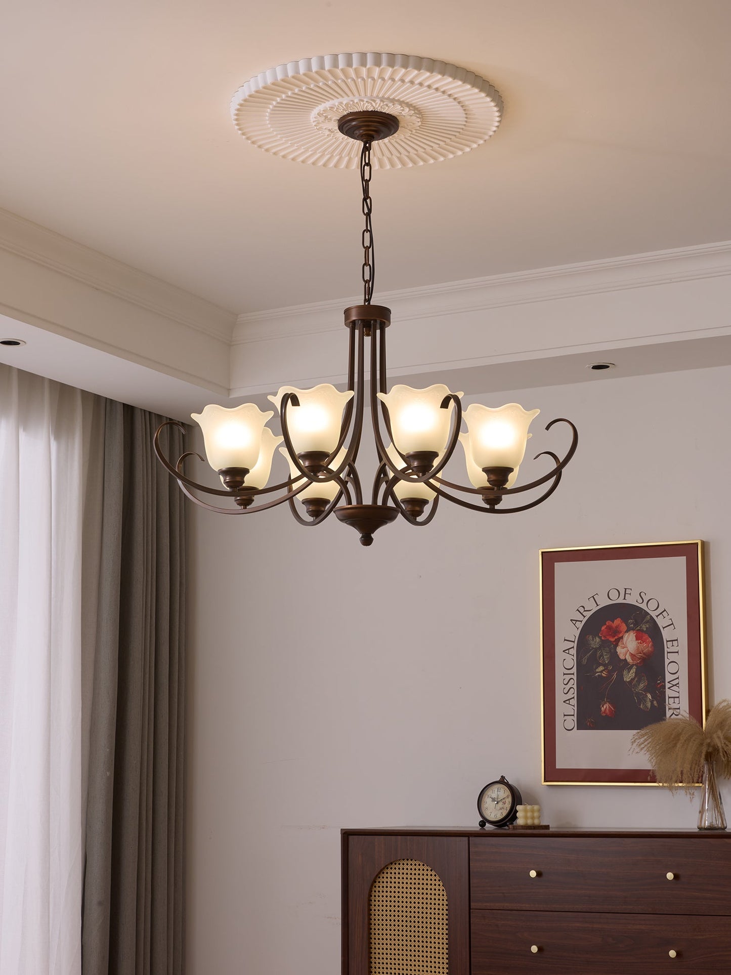 Mireille Floral Chandelier - Elegant Design with Adjustable Height & L