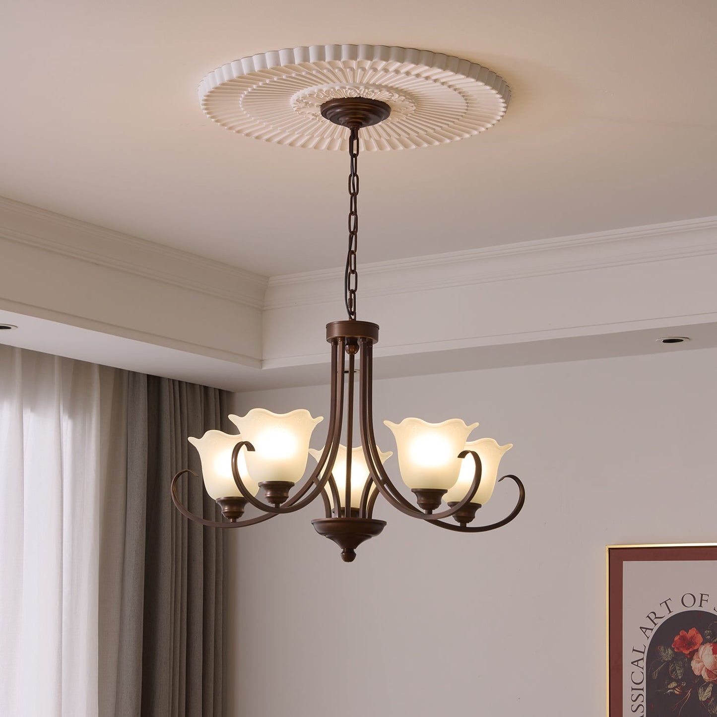 Mireille Floral Chandelier - Elegant Design with Adjustable Height & L