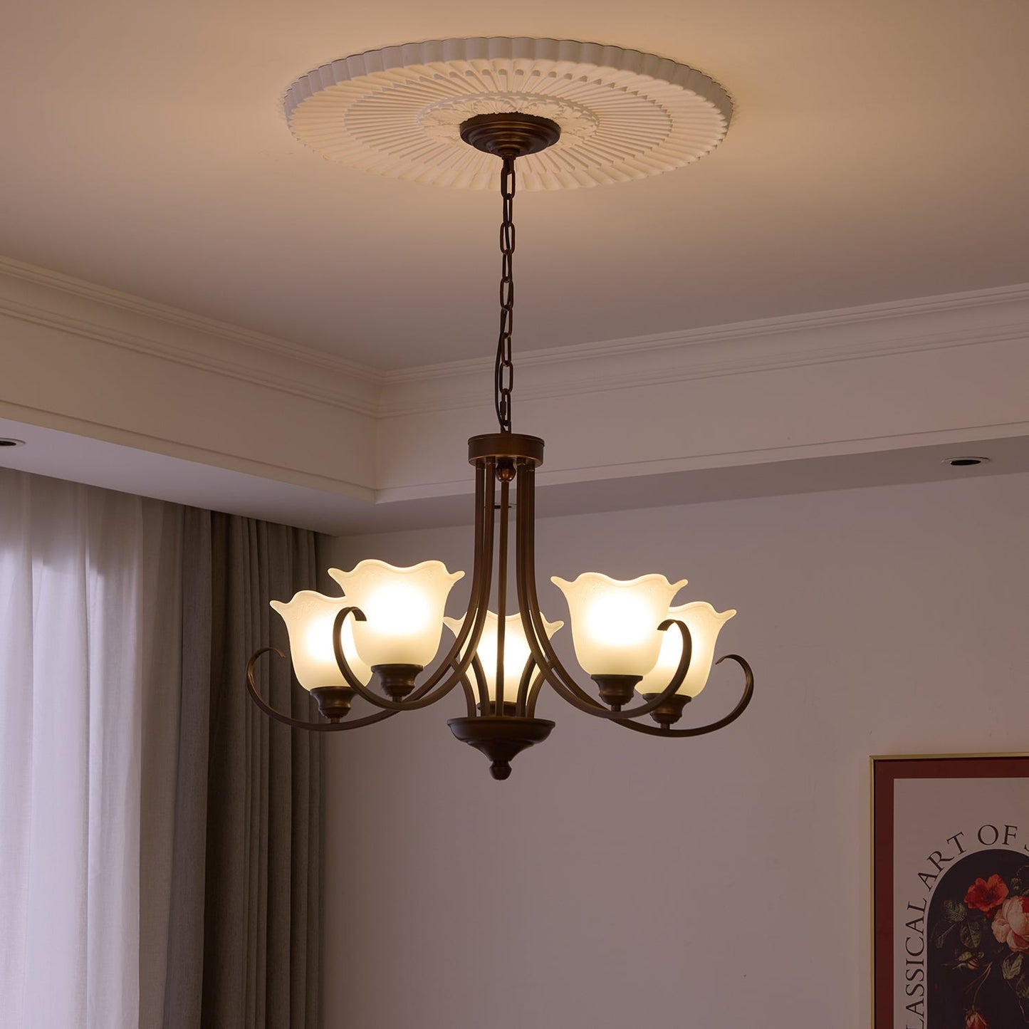 Mireille Floral Chandelier - Elegant Design with Adjustable Height & L