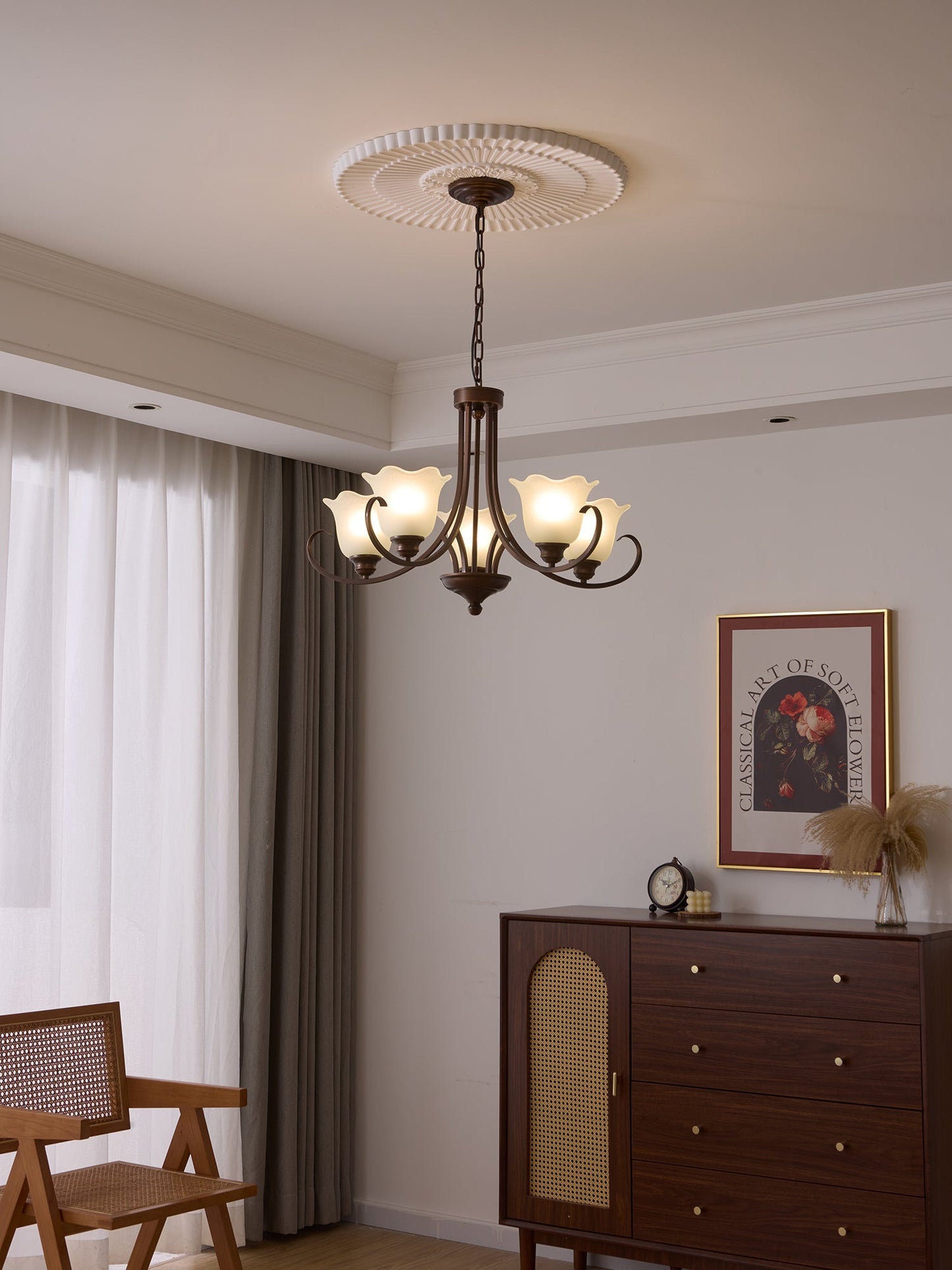 Mireille Floral Chandelier - Elegant Design with Adjustable Height & L
