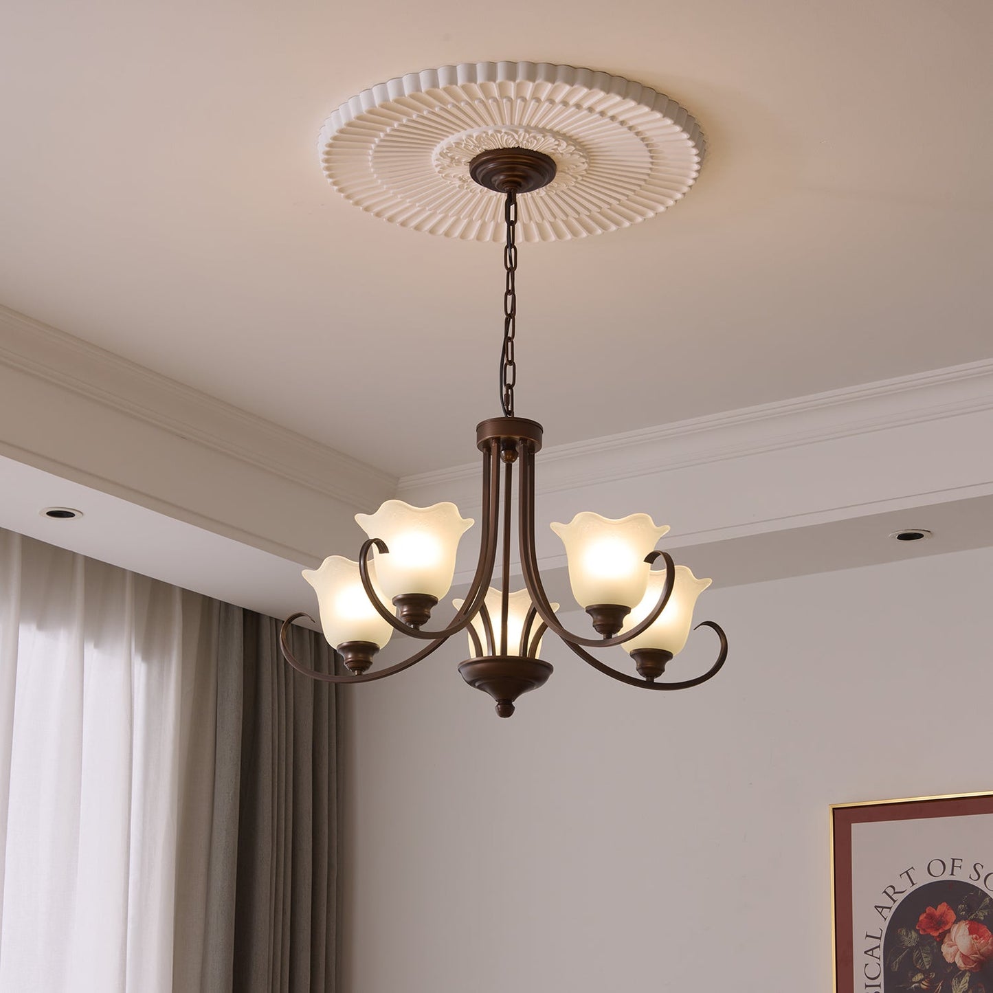 Mireille Floral Chandelier - Elegant Design with Adjustable Height & L