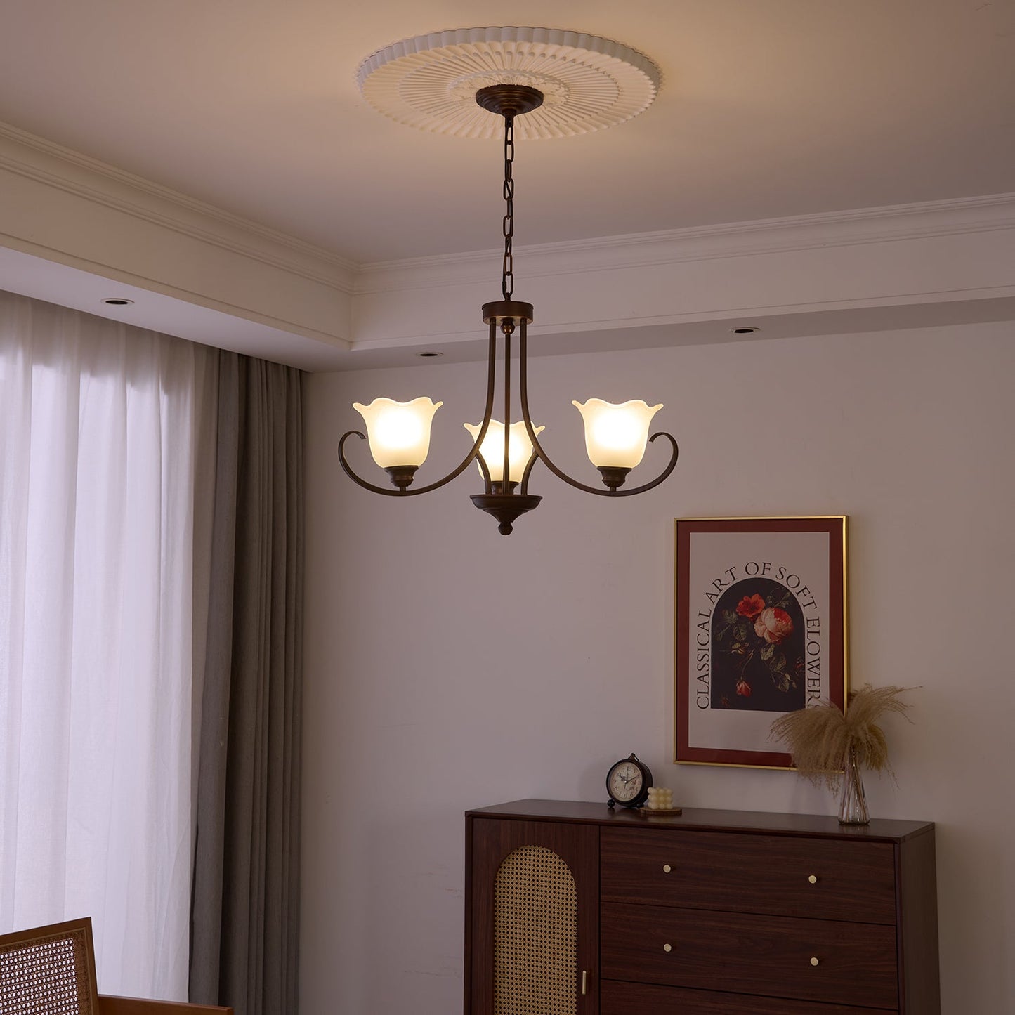 Mireille Floral Chandelier - Elegant Design with Adjustable Height & L