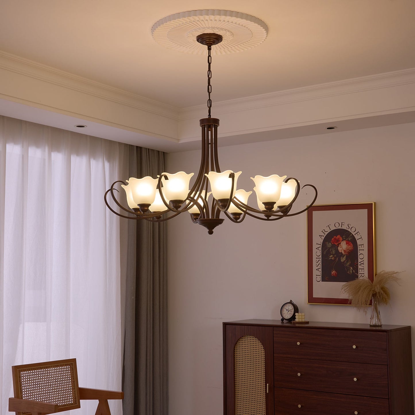 Mireille Floral Chandelier - Elegant Design with Adjustable Height & L
