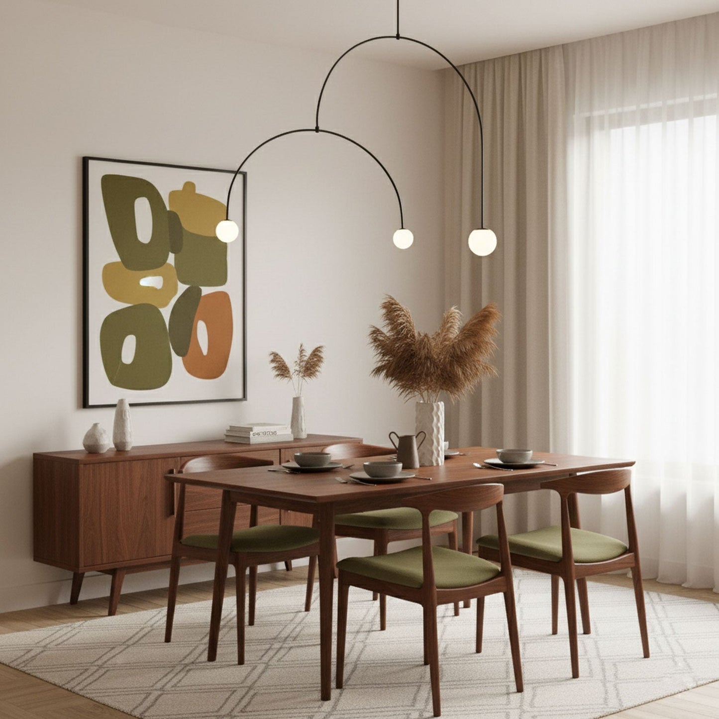 Mobile Chandelier with Adjustable Height and LED Lighting Features