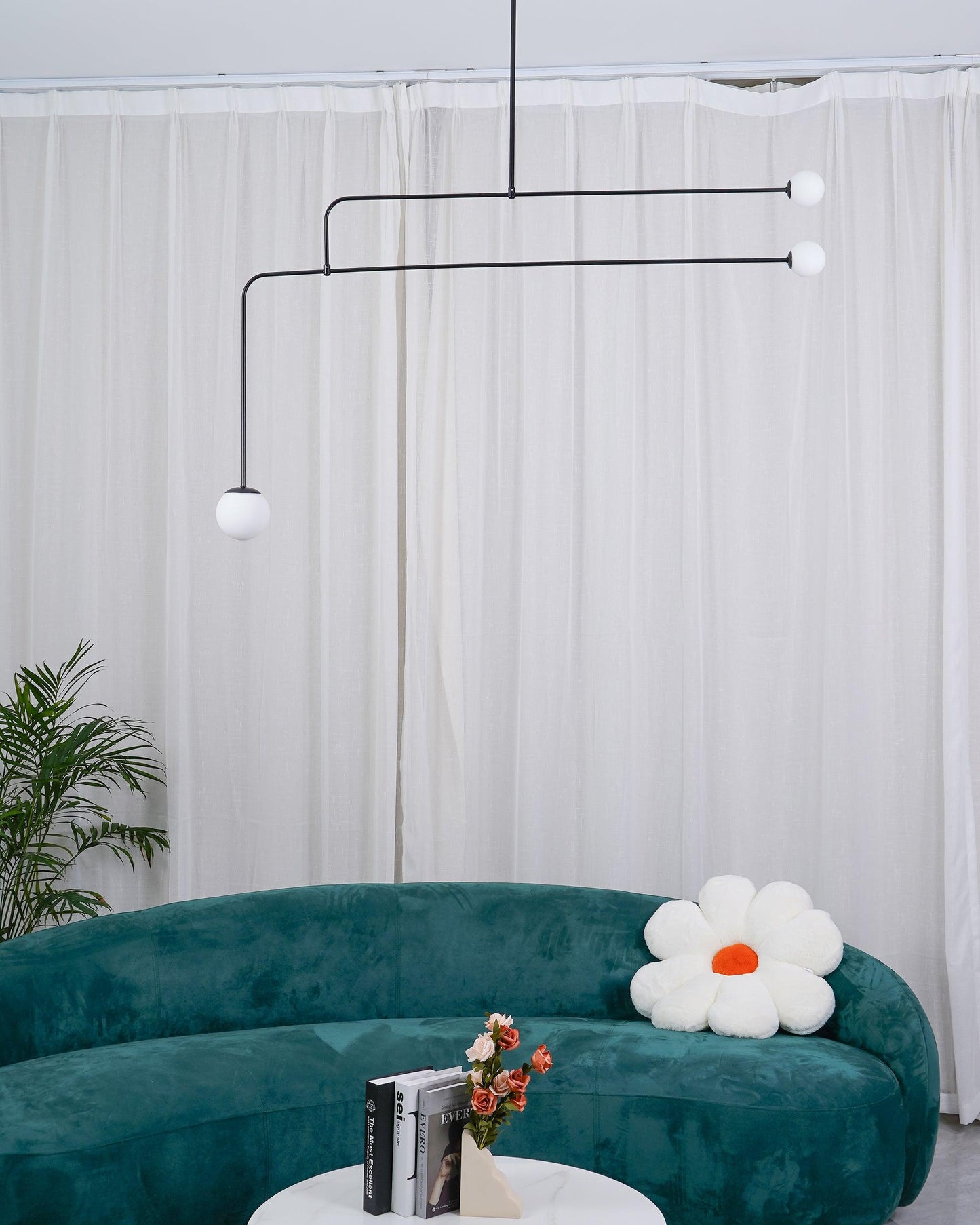 Mobile Chandelier with Adjustable Height and LED Lighting Features