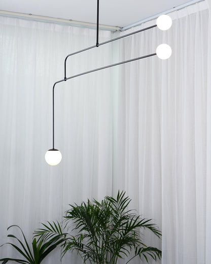 Mobile Chandelier with Adjustable Height and LED Lighting Features