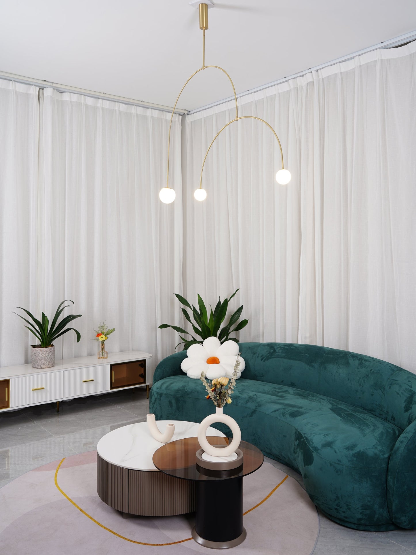 Mobile Chandelier with Adjustable Height and LED Lighting Features