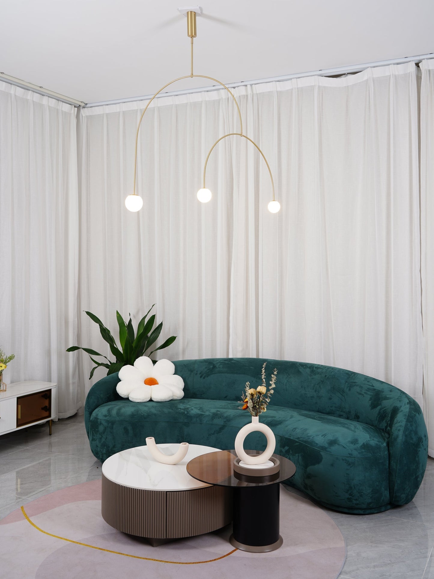 Mobile Chandelier with Adjustable Height and LED Lighting Features
