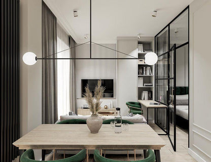Mobile Chandelier with Adjustable Height and LED Lighting Features