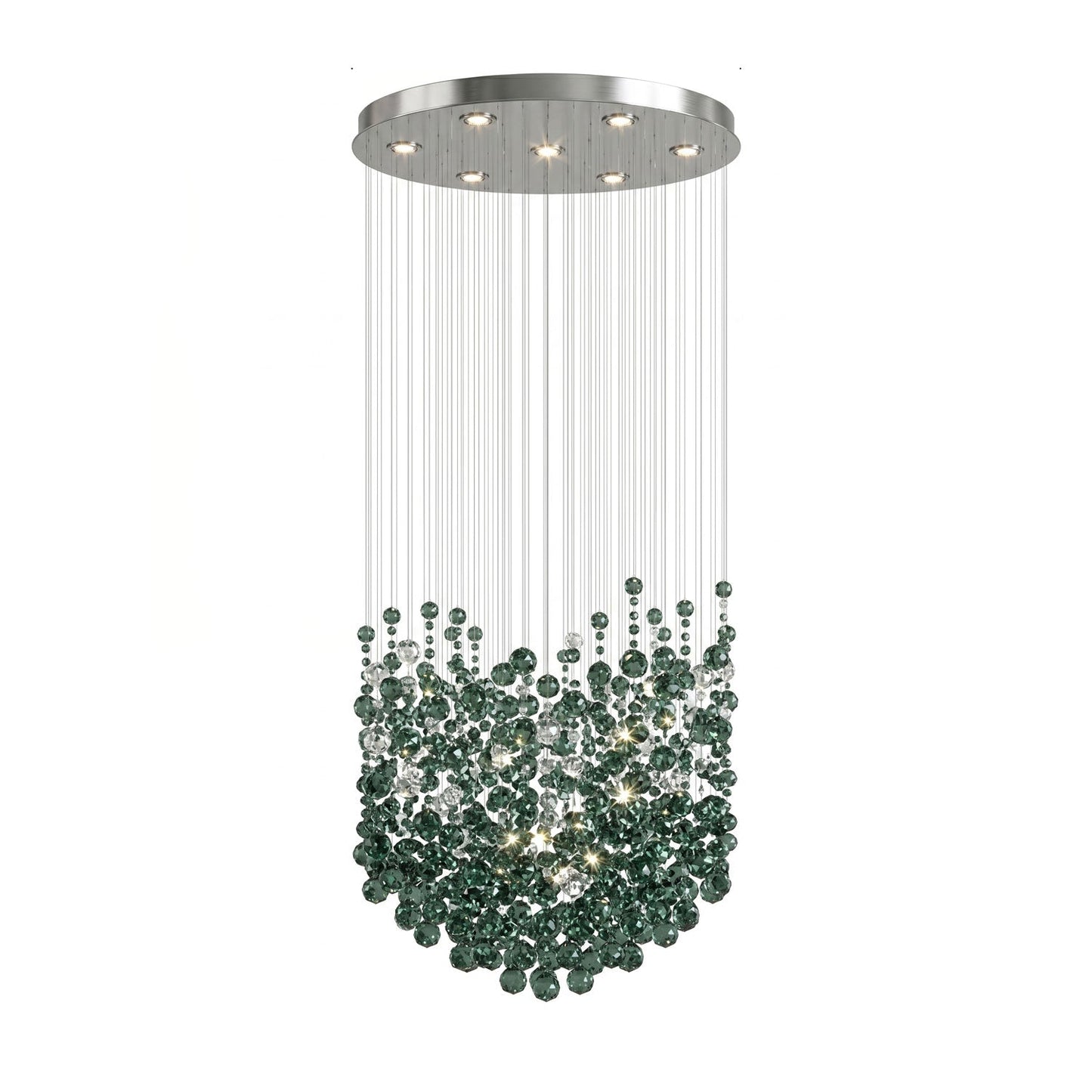 Emerald Rainfall Crystal Chandelier - Customizable, Elegant Lighting D