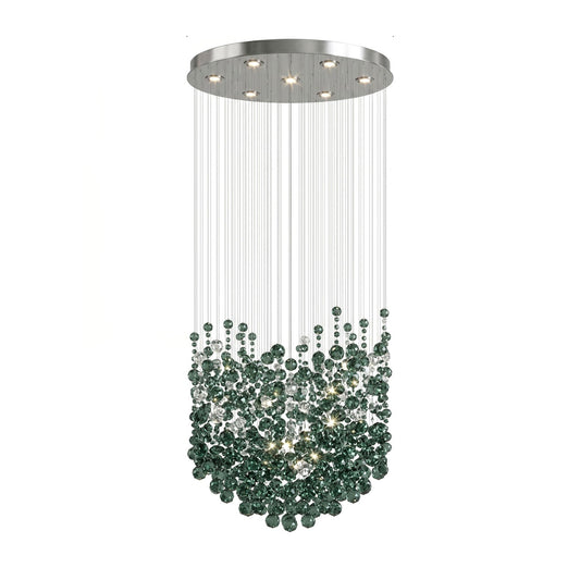 Emerald Rainfall Crystal Chandelier - Customizable, Elegant Lighting D
