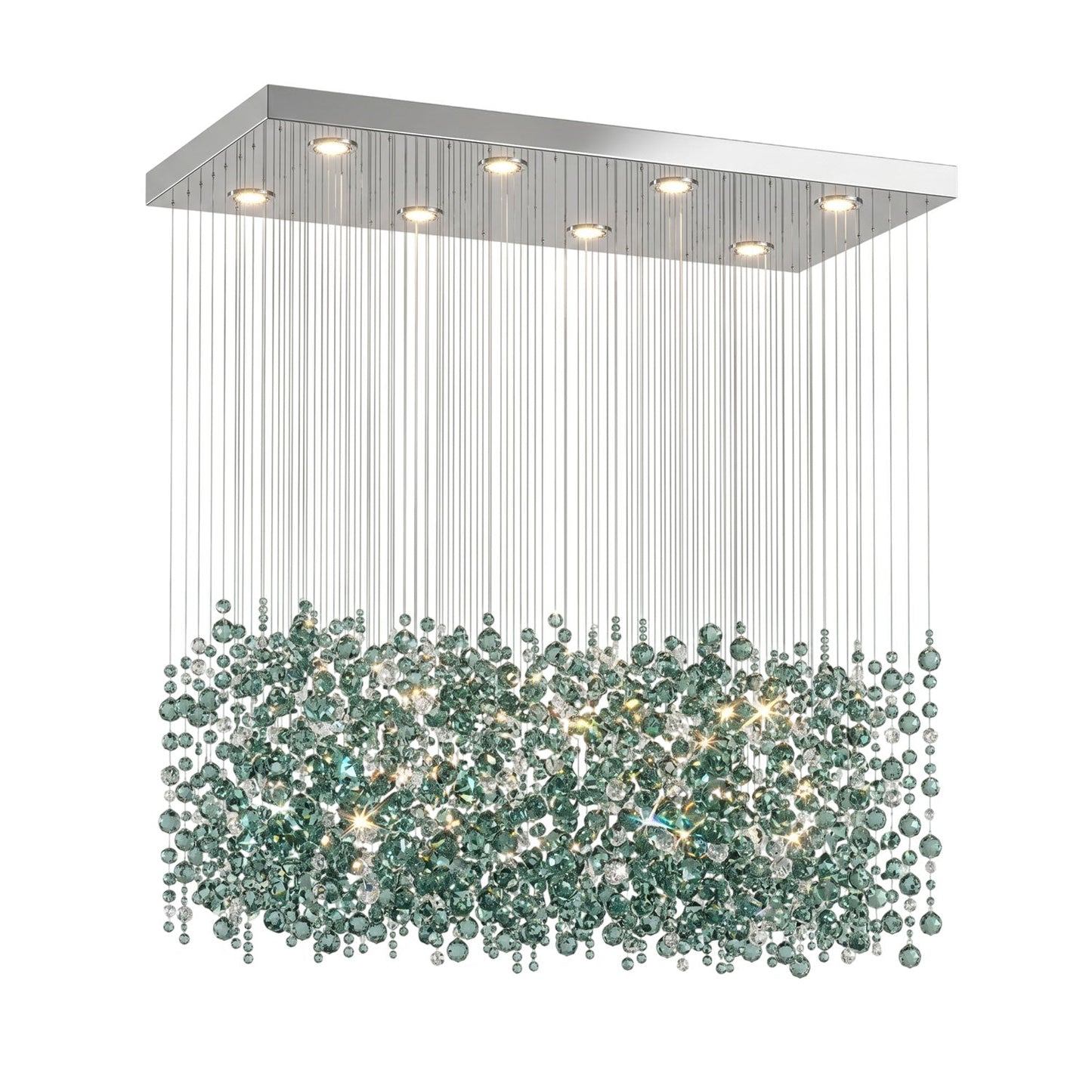 Emerald Rainfall Crystal Chandelier - Customizable, Elegant Lighting D
