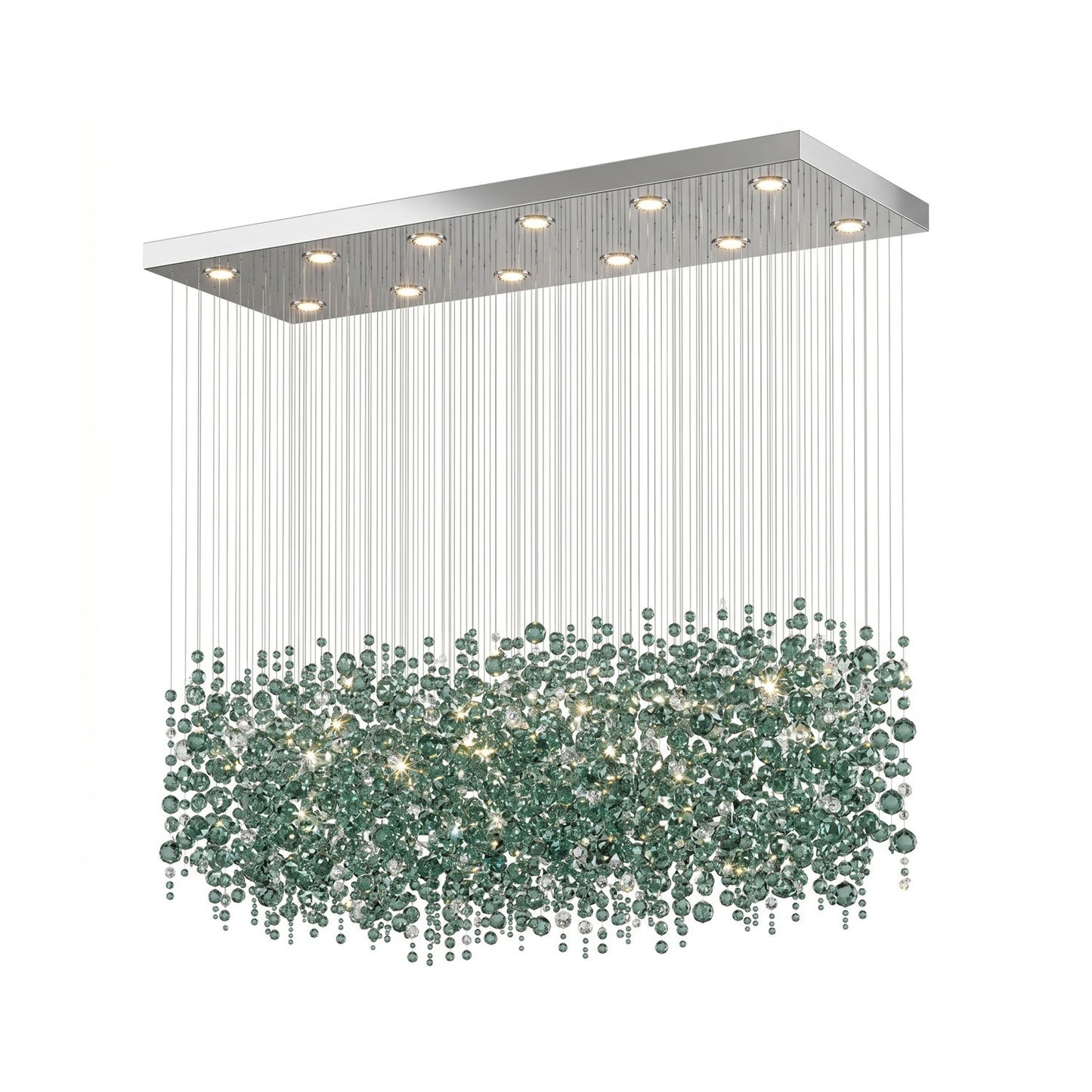 Emerald Rainfall Crystal Chandelier - Customizable, Elegant Lighting D