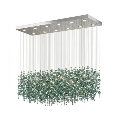 Emerald Rainfall Crystal Chandelier - Customizable, Elegant Lighting D