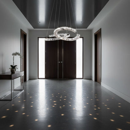 Elegant Double C Crystal Chandelier with Adjustable Height & LED Compa