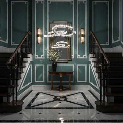 Elegant Double C Crystal Chandelier with Adjustable Height & LED Compa