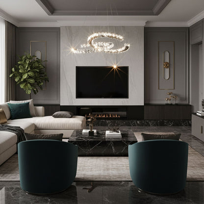 Elegant Double C Crystal Chandelier with Adjustable Height & LED Compa