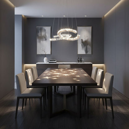 Elegant Double C Crystal Chandelier with Adjustable Height & LED Compa