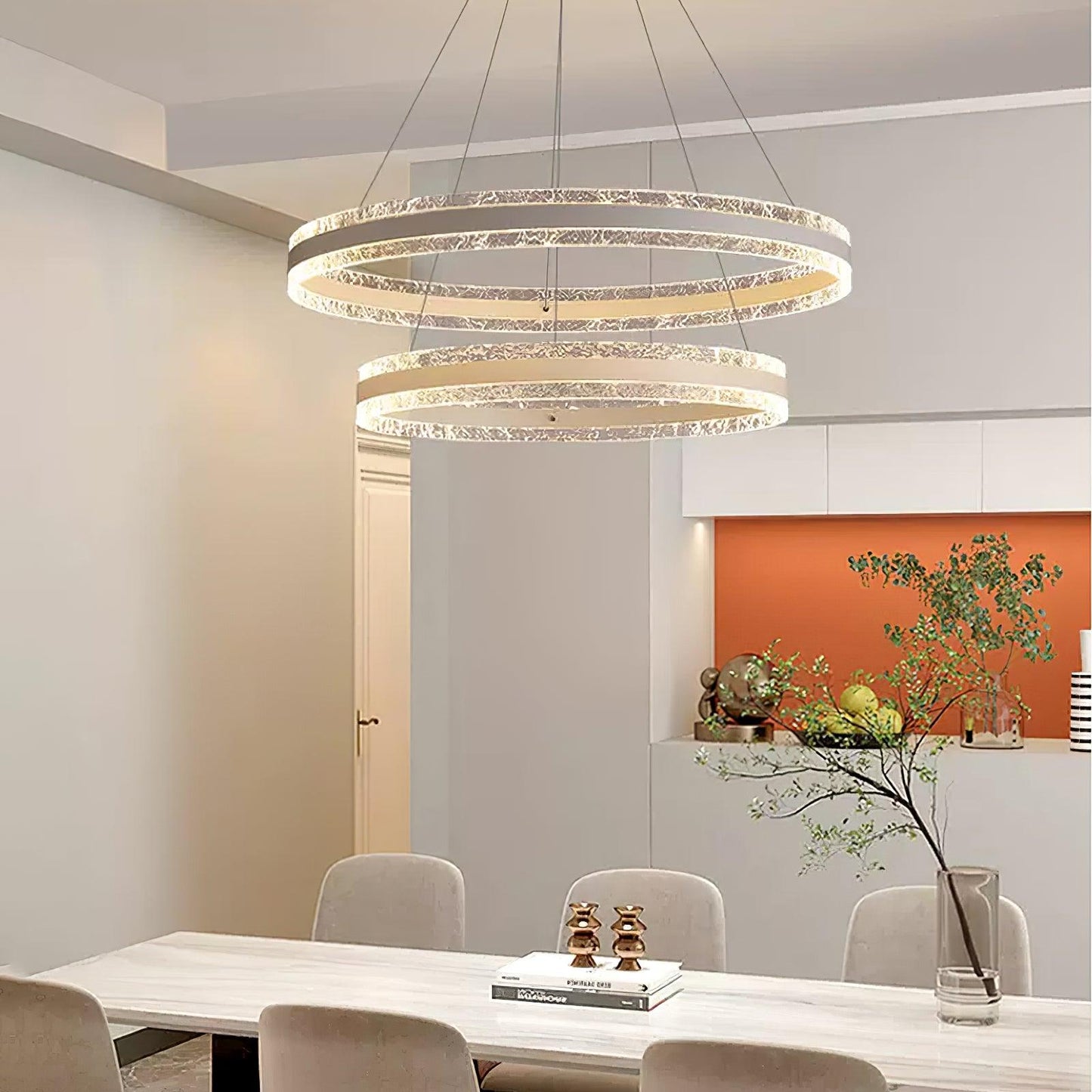 Sleek Modern Circle LED Chandelier with Dimmable Light & Energy Effici