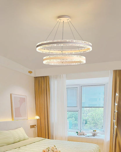 Sleek Modern Circle LED Chandelier with Dimmable Light & Energy Effici