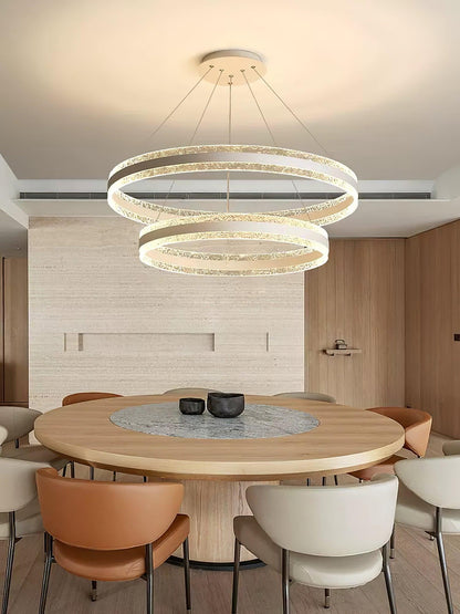 Sleek Modern Circle LED Chandelier with Dimmable Light & Energy Effici