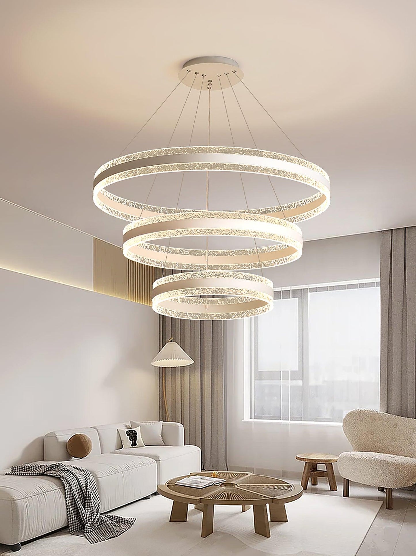 Sleek Modern Circle LED Chandelier with Dimmable Light & Energy Effici
