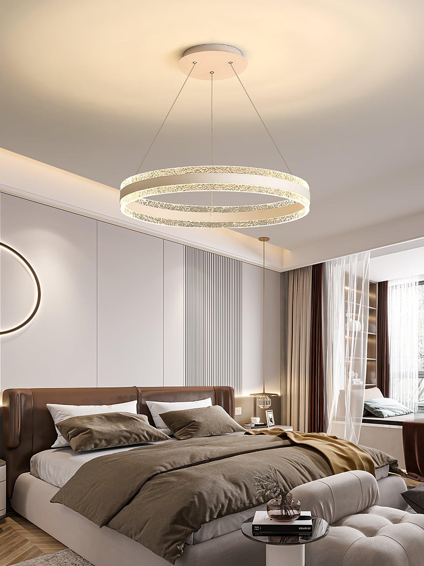 Sleek Modern Circle LED Chandelier with Dimmable Light & Energy Effici