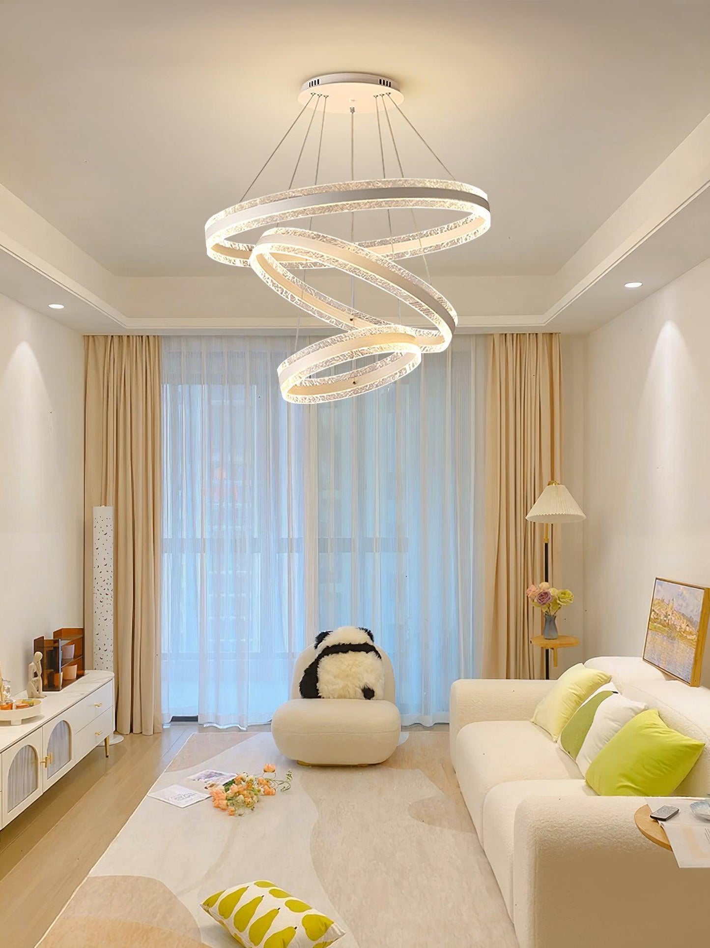 Sleek Modern Circle LED Chandelier with Dimmable Light & Energy Effici